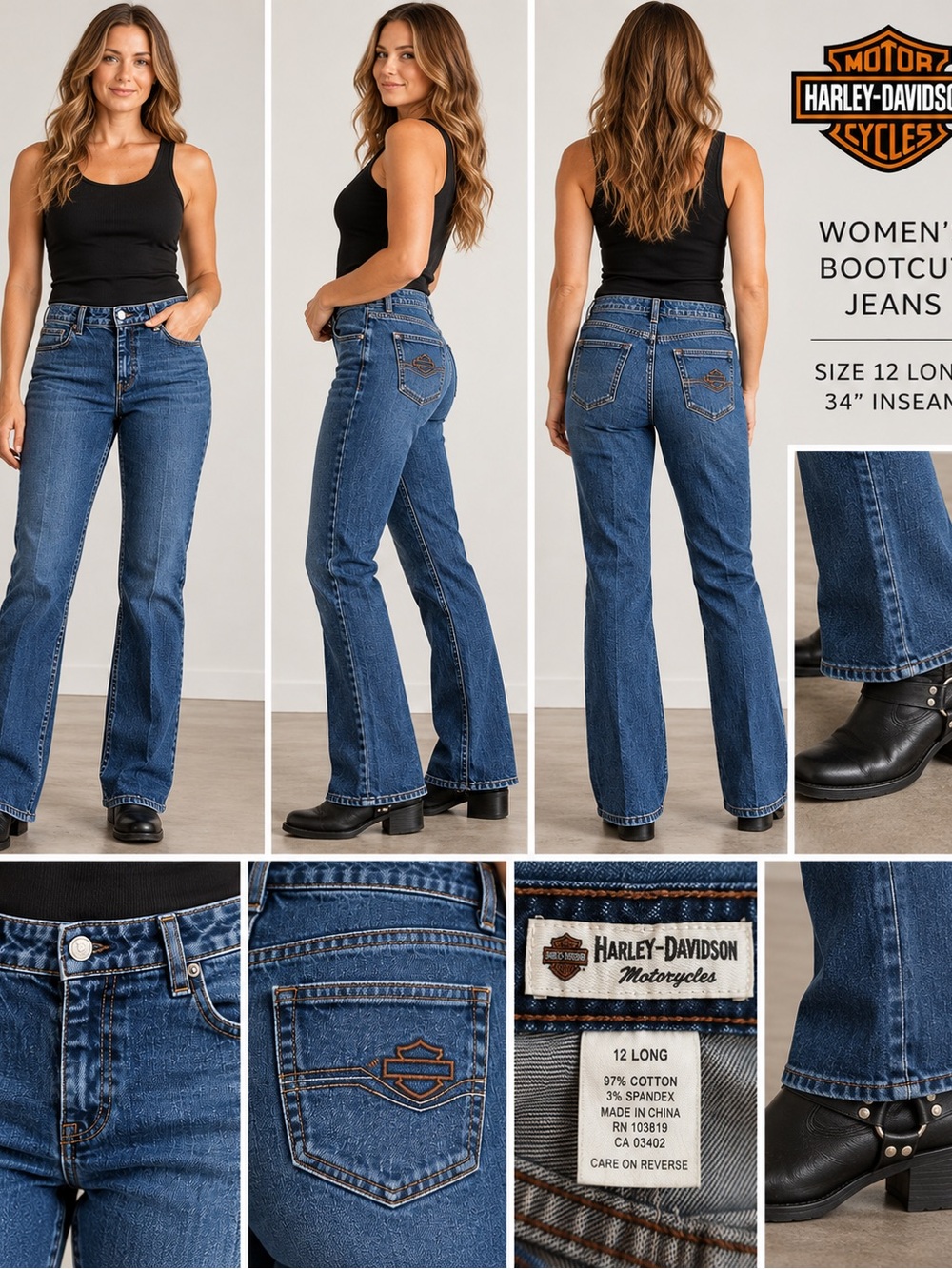 Harley-Davidson Women's Medium Blue Bootcut Jeans